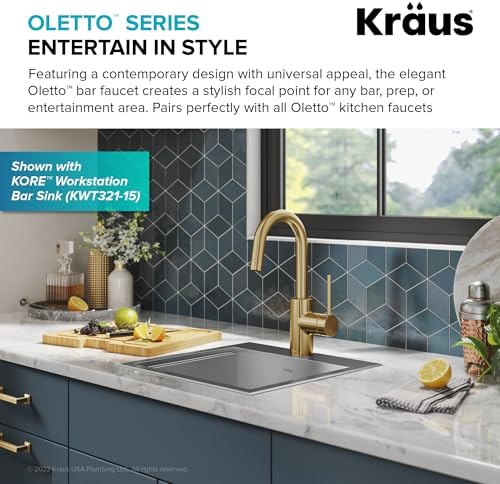 KRAUS Oletto Single Handle Kitchen Bar Faucet with QuickDock Top Mount Assembly in Brushed Brass, KPF-2600BB - Image 2