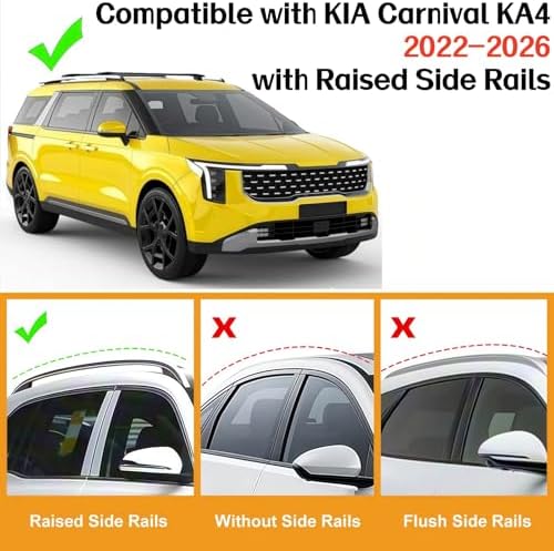 SYDSZ Cross Bar Roof Rack Fit for KIA Carnival KA4 2022 2023 2024 2025 2026 with Raised Side Rails, Heavy Duty Aluminum Roof Cross Bars Rooftop Luggage Rack, Ski Rack for Car Roof - Image 2