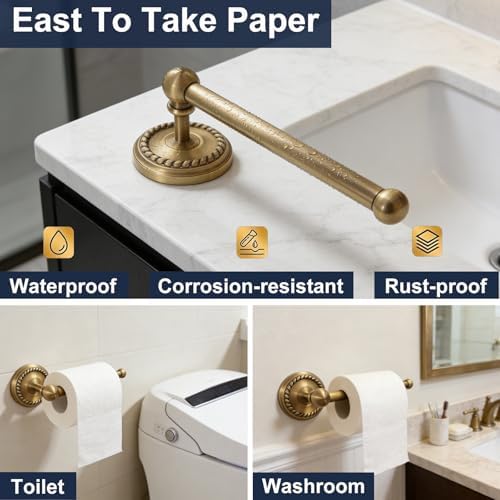 Antique Brass 4-Piece Bathroom Hardware Set Adjustable Towel Bar 13-24" - Image 4