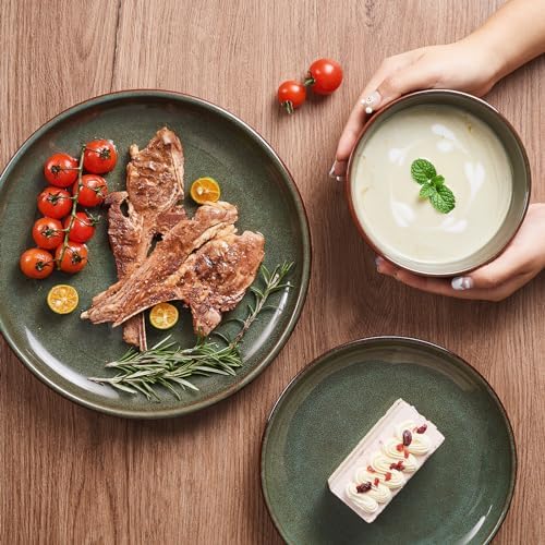 Pokini Stoneware Dinnerware Sets for 8, 24pcs Plates and Bowls Sets Dishes - Image 4
