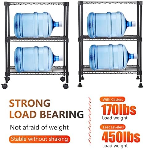 BestOffice | 3-Tier Wire Shelf with Wheels | 23" x 13" x 31" | Black - Image 6