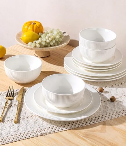 TheTerra Ceramic Dinnerware Set for 6, 18-Piece Plates and Bowls Set - Image 5