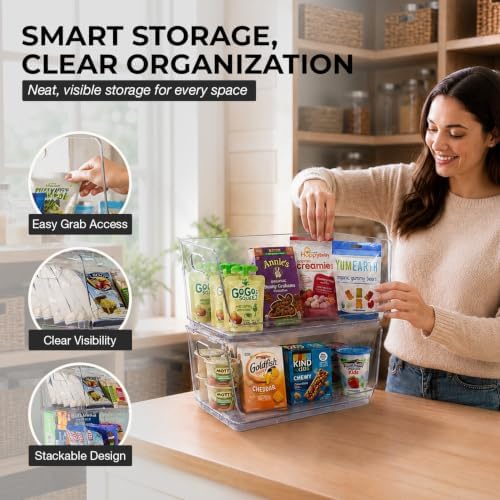 ClearSpace Stackable Storage Bins, Front Pantry Organizer, Large, 8 Pack - Image 3