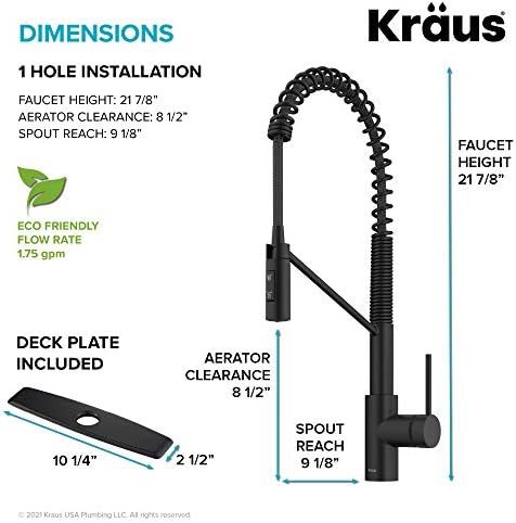 KRAUS Oletto Commercial Style Single Handle Pull Down Kitchen Faucet with QuickDock Top Mount Installation Assembly in Matte Black, KPF-2631MB - Image 5