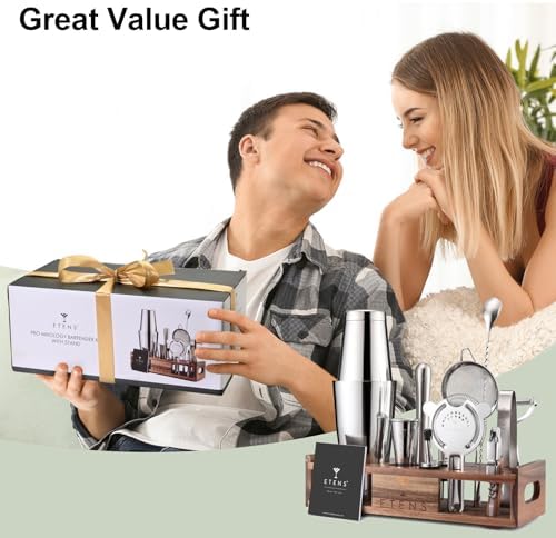Premium 15-Piece Mixology Bartender Kit – Stainless Steel Cocktail Shaker Set with Wooden Stand | Professional Boston Shaker Bar Tool Set for Home & Expert Mixologists | Luxury Cocktail Making Gift - Image 2