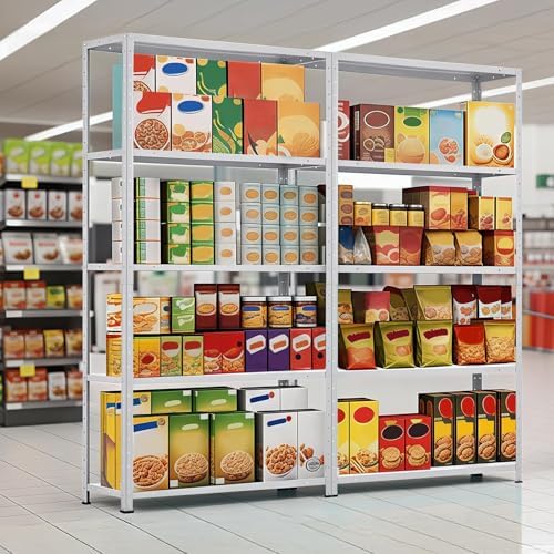 Storage Shelves, Heavy Duty Garage Storage Shelves 5-Tier Metal Shelving Unit for Kitchen Pantry Basement Bathroom Laundry, Adjustable Shelving, 2500 LBS Capacity, 35.4" L x 12" W x 68" H - Image 7