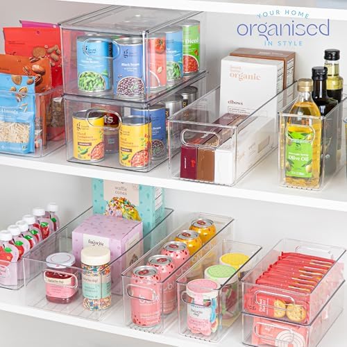 Plastic Food Storage Clear Container Bin with Handles for Organizing Kitchen, Pantry, Fridge, Freezer, Pantry,Bathroom. 16"x6"x5" - Image 7