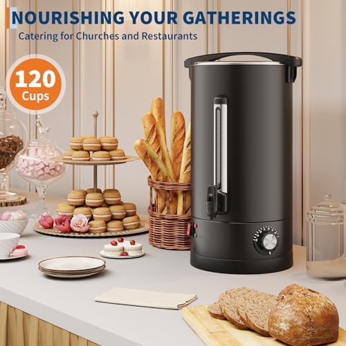 PioneerWorks 18 L/120 Cups Coffee Urn, Double-Wall Stainless Steel Coffee Maker Hot Water Urn, Large Capacity Hot Coffee Dispenser, Quick Brew, Stays Hot for Tea & Beverage at Events & Catering - Image 2