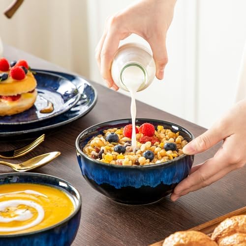 vancasso Starry 16 Pcs Dinnerware Set for 4, Handmade Reactive Glaze, Blue - Image 4