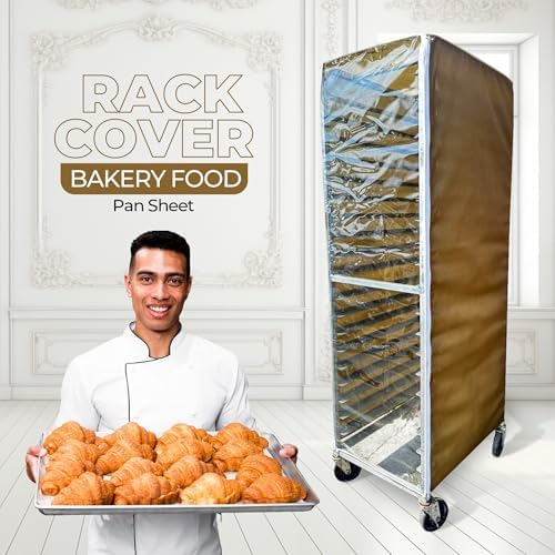 Bakery Food Pan Sheet Rack Cover | Size: 23" W x 28" L x 63" H | Material: Heavy-duty Nylon | Zippers: 2 | Color:Beige | Pack of 1 - Image 2