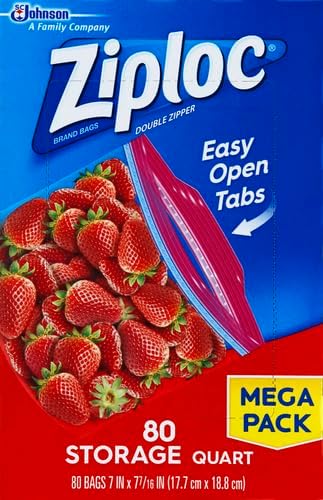 Ziploc Quart Food Storage Bags, Stand-Up Bottom, Easy to Fill, 80 Count (Pack of 9) - Image 2