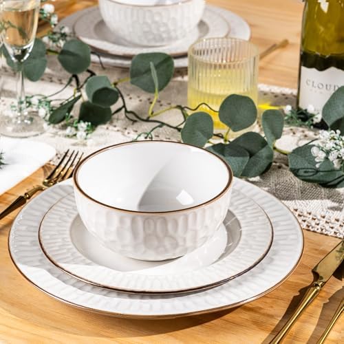 GBHOME Ceramic Dinnerware Sets of 4,12 pcs Plates and Bowls Sets Dishes - Image 2
