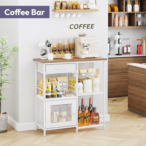SWTYMIKI Coffee Bar Cabinet for Home - Farmhouse Coffee Stand Station Multi-Purpose Buffet Sideboard Cabinet with Drawers - Kitchen Bar Table for Living Room, Corner, Small Space, Oak - Image 4