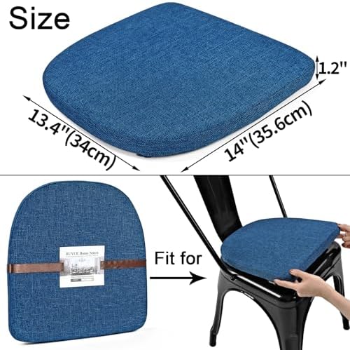 BUYUE Friendly Woven Fabric 14x14 Magnetic Cushion for Metal Chair 1 Piece, Enhanced Anti-Slip Seat Pad for Dining Kitchen Café Stackable Chair (U-Shape, Dark Blue, 1 Count) - Image 4