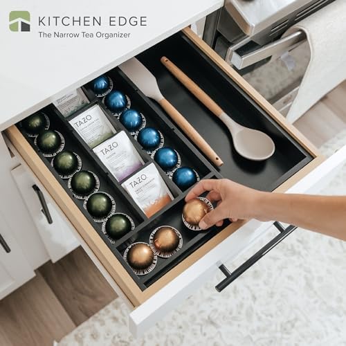KitchenEdge Tea Bag & Coffee Pod Organizer, 9.7-17 in, Black Bamboo - Image 2