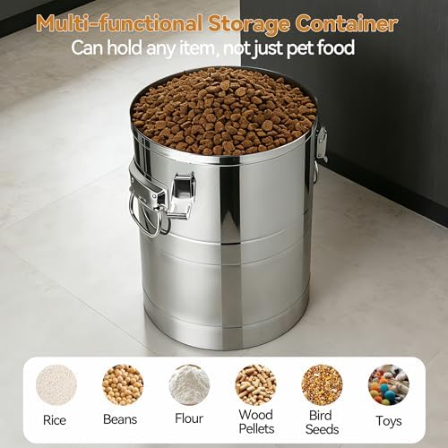 Newget 45 lb Stainless Steel Dog Food Storage Container with Scoop - Image 5