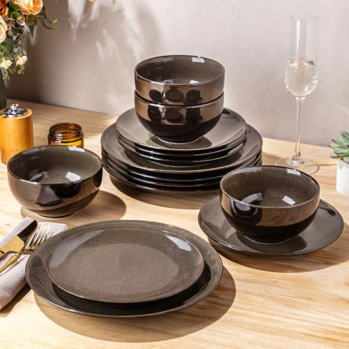 LeRatio Ceramic Dinnerware Sets for 6,18Pcs Porcelain Plates and Bowls Set - Image 5
