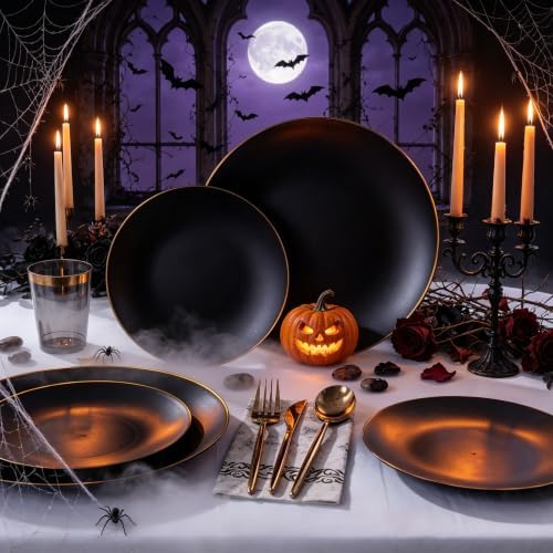 ejonirinjonir 350pcs Premium Black Plastic Plates For Party Heavy Duty - Image 3