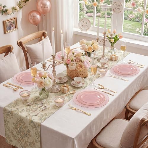 KIRE 210Pcs Clear Pink Plastic Plates with Gold Rim - Disposable Pink Plates for Party - 30 for Dinner 30 for Dessert 90 Silverware 30 Napkins 30Cups for Upscale Wedding/Party/Baby Shower - Image 5