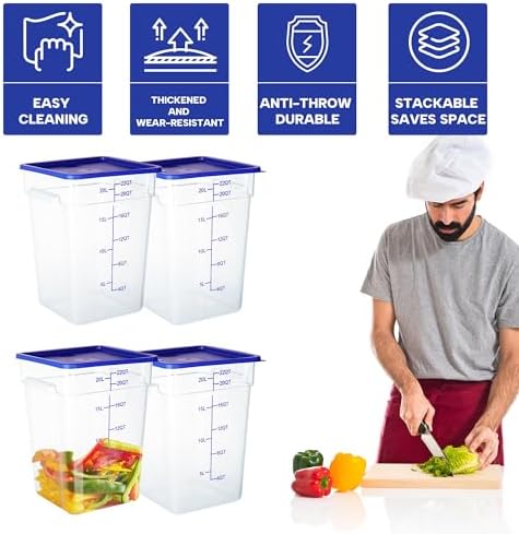 BIEAMA 4 Pack 22 Qt Square Food Storage Containers with Lids, NSF, Clear - Image 4