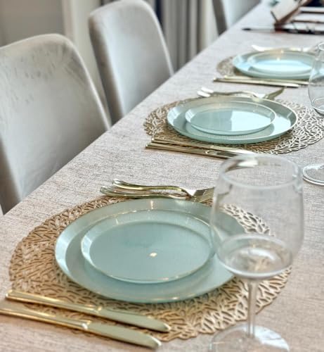 " OCCASIONS " 240 Plates Pack,(120 Guests) Heavyweight Premium Disposable Plastic Plates Set -120 x 10'' Dinner + 120 x 7'' Salad/Dessert (Reef - Aqua & Gold) - Image 4
