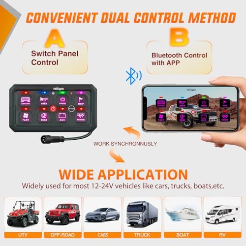 Nilight 8 Gang Switch Panel APP RGB 12V 24V Circuit Control System 4-Mode - Image 3