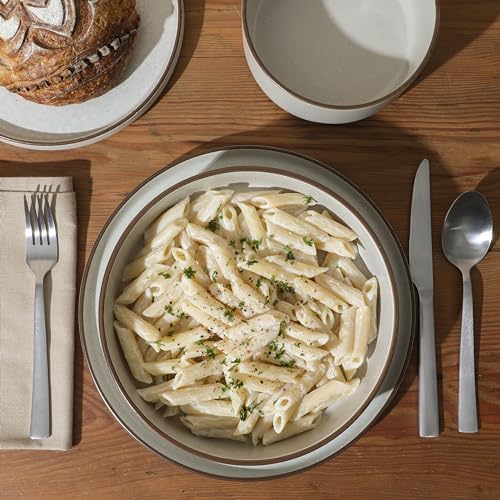 Gibson Elite Gelston Stoneware Matte Reactive Glaze 16 Piece (Service for 4) Plates and Bowl Dinnerware Set - Cream - Image 3