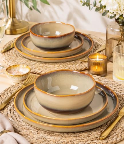 TheTerra Ceramic Dinnerware Set for 6, 18-Piece Plates and Bowls Set - Image 6