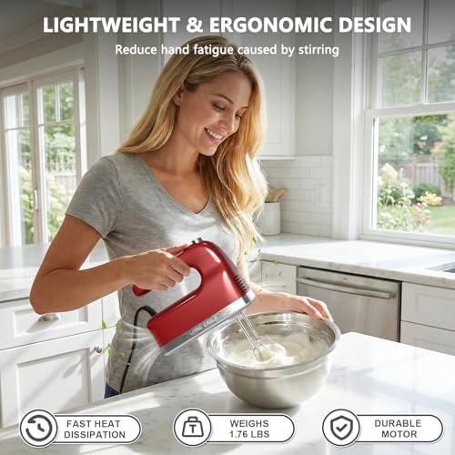 Lord Eagle 9-Speed Digital Hand Mixer Electric Handheld, 500W DC Motor - Image 6
