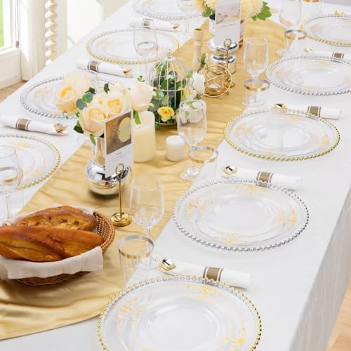 Hioasis 210 Pcs Clear Gold Plates for Party - Image 7