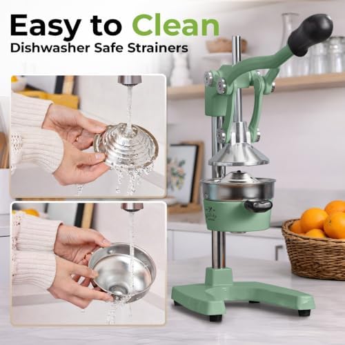 Zulay Kitchen Cast Iron Juicer, Orange Manual Juicer, Citrus Press, Sage - Image 5