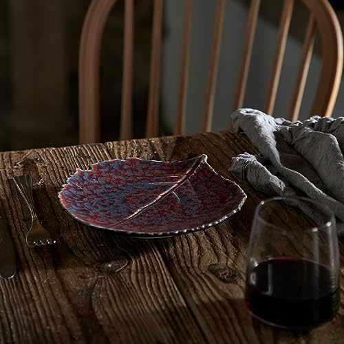 Costa Nova Ceramic Stoneware 9" Hydrangea Leaf - Riviera Collection, Vigne (Burgundy) | Microwave & Dishwasher Safe Dinnerware | Food Safe Glazing | Restaurant Quality Serveware - Image 6
