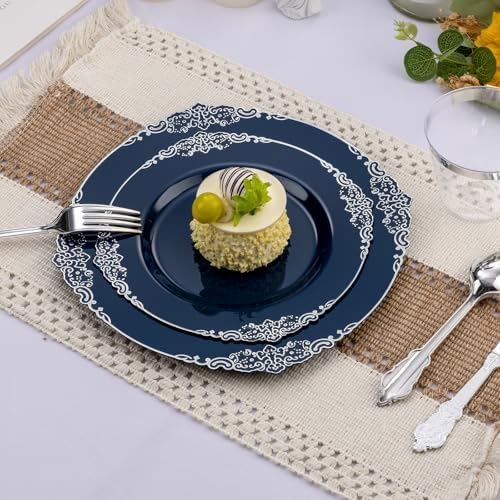 Bestluck 700PCS Navy Blue Plastic Plates for 100 Guests - Image 5
