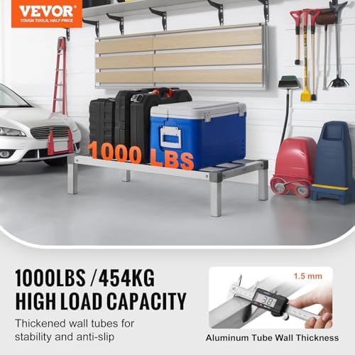 VEVOR Aluminum Dunnage Rack, 36” x 20” Commercial Food Floor Rack, 8” Off The Floor, 1000 lbs Capacity All-Welded Aluminum Storage, for Storage in Restaurants, Kitchens, Garages and Vehicles - Image 2