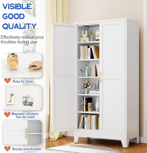 GAIOUS 75.2" Tall Metal Storage Cabinet with 2 Doors & 5 Adjustable Shelves - Image 4