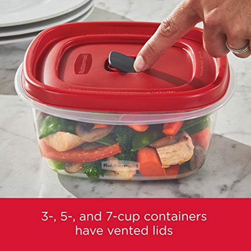 Rubbermaid 16-Piece BPA-Free Plastic Food Storage Set, Red Vented Lids - Microwave, Dishwasher Safe: Perfect for Meal Prep, Leftovers, and Kitchen Organization - Image 5