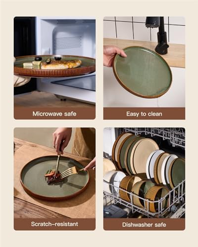 Dinnerware Set for 4, Reactive Glaze Plates and Bowls Sets - Image 6