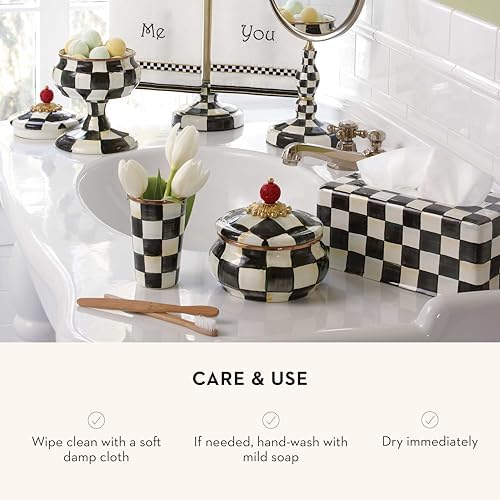 MACKENZIE-CHILDS Enamel Squashed Pot, Black-and-White Courtly Check - Image 5