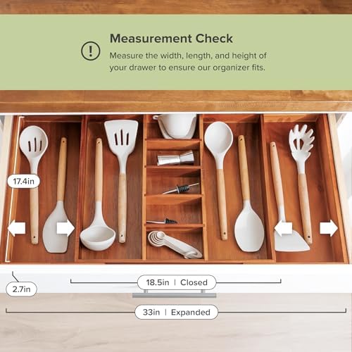 KitchenEdge Utensil & Junk Drawer Organizer, 18.5-33 in, Acacia - Image 4