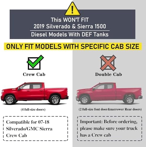 COMNOVA 6" Running Boards Compatible with 07-18 Silverado/Sierra 1500 Crew Cab, 07-19 2500 3500HD, 2019 LD/Limited Crew Cab. Silverado Nerf Bars Side Steps(Incl. 8 Brackets) - Image 2