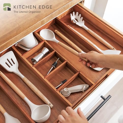 KitchenEdge Utensil & Junk Drawer Organizer, 18.5-33 in, Acacia - Image 2