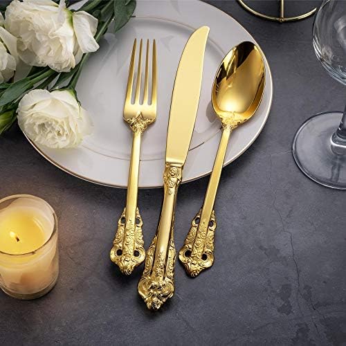 KEAWELL Luxury 20-Piece 18/10 Stainless Steel Flatware Set (Gold) - Image 4