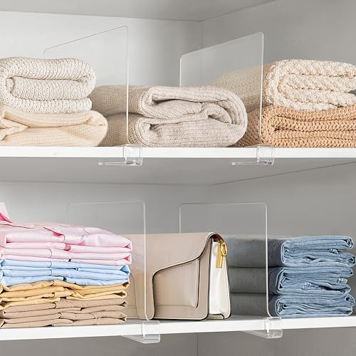 HBlife 1 Pack Clear Shelf Dividers, Vertical Purse Organizer for Closet Perfect for Sweater, Shirts, Handbags in Bedroom and Kitchen, Adjustable Acrylic Bookshelf for Organization - Image 6