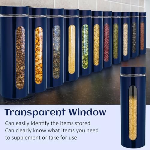 Mimorou 6 Pack 60 oz Airtight Stainless Steel Kitchen Canisters, Navy Blue - Image 5