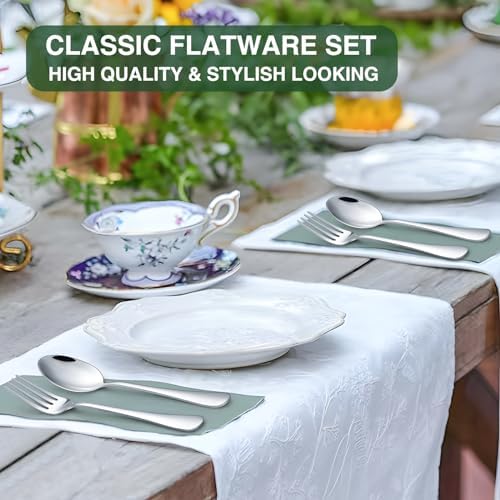 60-Piece Silverware Set with Organizer,AIVIKI Stainless Steel Flatware Set for 12,Cutlery Utensil Sets for Home Restaurant,Tableware Set Include forks spoons and knives,Mirror Polished,Dishwasher Safe - Image 6