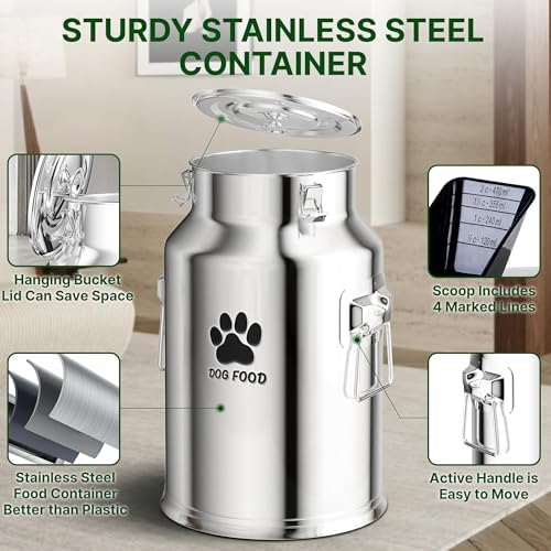 45LBS Stainless Steel Dog Food Container, Large Metal Dog Food Storage Container - Image 4