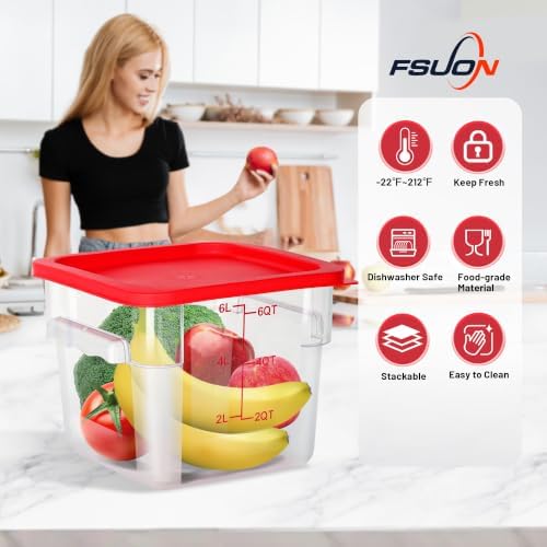 4 Pack 6 Qt Square Polycarbonate Food Storage Containers with Lids - Image 4