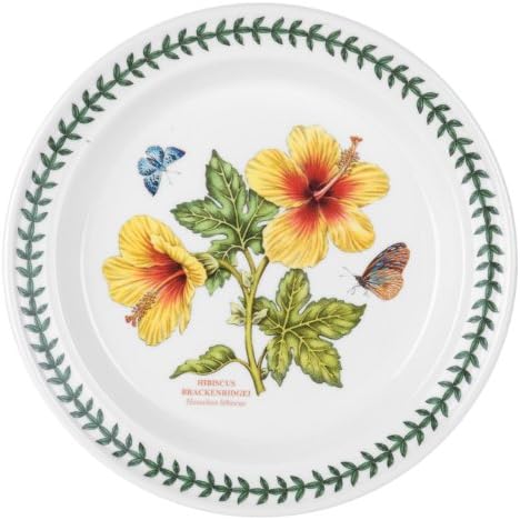 Portmeirion Exotic Botanic Garden 10.5" Dinner Plate, Hibiscus - Traditional British Ceramic Dish, Made in England, Dishwasher & Microwave Safe - Floral Tableware for Dining & Entertaining by Portmeirion