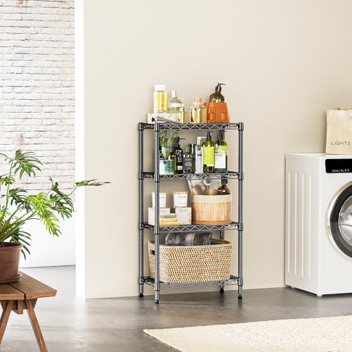 IZEUK 4 Tier Steel Storage Shelves, Heavy Duty Metal Shelf Wire Shelving Rack for Pantry, Kitchen, Living Room, or Office Organization (11.8" D x 21.7" W x 39.5" H, 1000LBS, Black) - Image 6