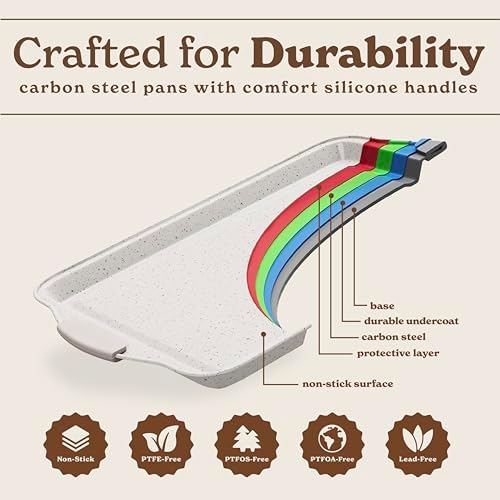 Country Kitchen Nonstick Stackable Bakeware Set - Heavy Duty, Durable, Easy Release Baking Set, Cream, 4 Pcs - Image 6
